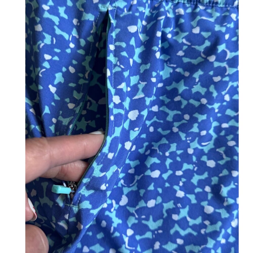 T by Talbots Blue Print Stretch Skort Zip Pockets Petite Medium Pull-On - Picture 5 of 6